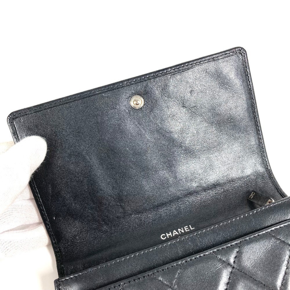 CHANEL Authentic Black Leather Logo Wallet - Picture 14 of 15